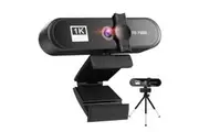 1 Set Webcam USB 4K HD-compatible with Privacy Cover, Webcam with Microphone, 360 Degree Rotation Web Cam, Video Calling Computer Camera(Black)