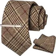 [RBOCOTT] Solid Color Wool Tie and Pocket Square, Tie Clip Set for Men