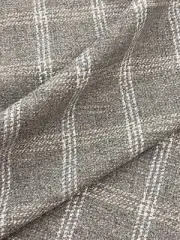 Mulberry Lee Jofa 100% Wool Check Uphol Fabric- Bute / Stone 1.25 yds FD749.K102