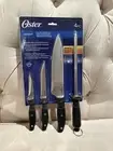 NEW! Oster 4 Piece Sharp Stainless Steel Kitchen Knife Cutlery Set w/ Sharpener