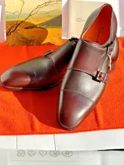 $770.00 Santoni Men's Calf Leather Inca Monk Strap Dress Loafers Size 10 US/43EU