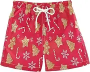 [RPLIFE] Swim Boy Shorts, Anti-Chafe Swim Trunks Boys 2 T, Cute Gingerbread Cookies Red