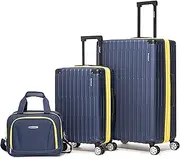 3 Set, 2-Piece Hardside Spinner Wheel Upright Luggages with Tote, Navy, Navy, Rockland 3-Piece Luggage Set, 2-Piece Hardside Spinner Wheel Upright Luggages with Tote