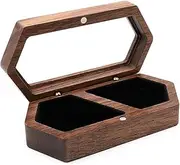 Aimall Black Walnut Wooden Ring Box for Jewelry and Diamond Rings, Elegant Proposal and Ceremony Box, Earring Storage Organizer, Dimensions: 3.94x1.97x1.10 Inches