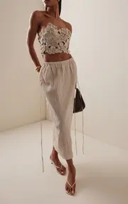 [Andres Otalora] Poesia Embroidered Linen Crop Top