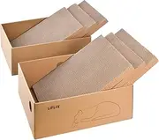 LIFLIX Cardboard Cat Scratcher with 2 Boxes, 6PCS Reversible Cat Scratch Pads in Large Cat Scratcher Box, 44L x 34W x 15.5H cm