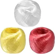 uxcell 1-Set Polyester Nylon Plastic Rope Twine, 4cm Width 110M Length Household Bundled Plastic Ropes Roll for Crafting/Gardening/Packing/Carrying [360FT/4330IN, White/Red/Yellow]