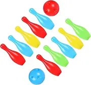 Yardwe Mini Bowling Toy Set Boys and Girls Sports Game Plastic Pins for Family Fun Random Color