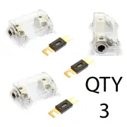 (3 pack) Brushed Nickel Fuse Holder Voodoo 2/0 or 1/0 0 gauge w/ 45 Deg Cover