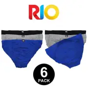 Rio 6 Pack Mens Cotton Hipster Briefs Undies Underwear Blue Grey Black Bulk