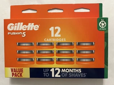 Gillette Fusion 5 Razor Orange Blades 12 Pack New & Sealed