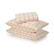 Flannelette Cotton Check Sheet Set - King Bed, Pink
