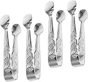 GRIRIW 4pcs Cookie Jacket Set Grips Cube Tongs Grabber Use Tong. Cookie Tong Sugar Cube Mini Tongs for Serving Sugar Tong Small Serving Utensils Mini Ice Tongs Silver Stainless Steel