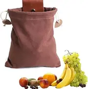 [HUFFA] 1pcs Foraging Bag, Waxed Canvas Mushroom Foraging Pouch, Collapsible Camping Bag Belt Packs Waterproof Small Leather Pouch Hunting Waxed Bag Fanny Pack(Brown)