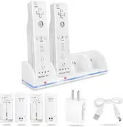 4-in-1 Charging Station for Nintendo Wii,Wii U Remote Controller,with 4 Rechargeable Battery Packs (4 Port Charging Station+4 pcs 2800mAh Replacement Batteries+USB Cable)