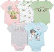 [STAR WARS] The Mandalorian Baby Yoda Baby Girls 5 Pack Bodysuit Multicolor 3-6 Months