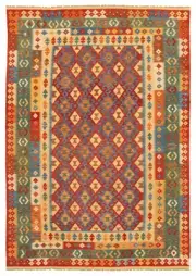 Vintage Hand Woven Carpet 6'6" x 9'5" Traditional Wool Kilim Rug