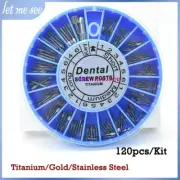 Dental Screw Post Titanium/Gold/Stainless Plated Conical Root Canal Pin ﻿120/kit