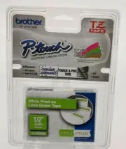Brother White on Lime Green Label Tape TZ-MQG35 For Brother P-Touch 1/2"