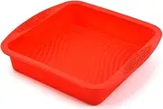Eokoaiee 10" Silicone Square Desserts Mousse Bake Plate Cake Baking Pan (Red)