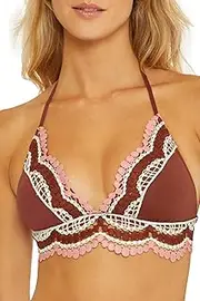 [BECCA] Women's Delilah Crochet Halter Bikini Top, Adjustable, Tie Back, Swimwear Separates