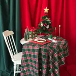 聖誕節 聖誕裝飾 聖誕佈置 聖誕樹 圣誕裝飾復古風裝飾格子桌布英倫紅綠色餐廳美食拍照攝影寫真道具