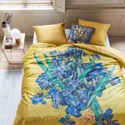 Van Gogh Irises Yellow Cotton Sateen Quilt Cover Set