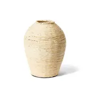 E Style Ratan Bomani Tall Round Vessel Home Tabletop Decor 36x44cm Natural