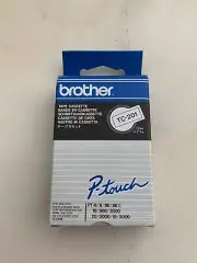 Brother P-touch TC-201 Tape Cassette New, Sealed Black/White