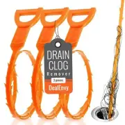 DealEnvy Snake Drain Hair Clog Remover Tool Set 3pcs 19.7in Drain Cleaner