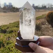 520g Natural Clear Quartz Obelisk Quartz Cystal Point Wand Tower +Stand