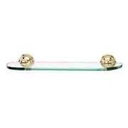 Alno A9250-18-PB/NL Yale Bath 18" Glass Shelf w/Brackets Unlacquered Brass