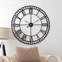 在飛比找Yahoo!奇摩拍賣優惠-時鐘 熱賣歐式金屬圓形大掛鐘創意鐵藝鐘錶家居客廳時鐘80cm