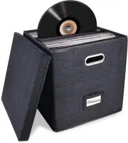 1-PK Vinyl Record Storage Box, Storage for 50 Records LP Organizer Crate w/ Lid