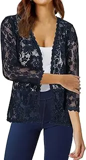 [Yukiwi] Women's 3/4 Sleeve Open Front Scalloped Knit Cropped Bolero Shrug Cardigan