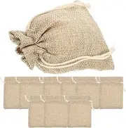 SEWACC Linen Drawstring Jewelry Bag 10pcs Set Lint- Portable Festival Present Bag Wedding Favor