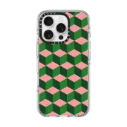 iPhone 16 Pro Clear Case MagSafe Compatible Tumbling Block Green