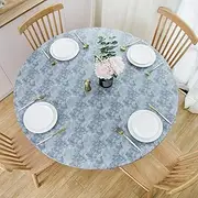 NLMUVW Round Fitted Vinyl Tablecloth with Elastic Edge 100% Waterproof Oil Proof PVC Table Cloth Wipe Clean Table Cover for Indoor and Outdoor, Marbling, 45" - 56"