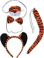 LALADEFIEE Tiger Ears Tail Set Boys and Girls Party Costume Animal Ears Headband Cosplay Kit Role Play Set