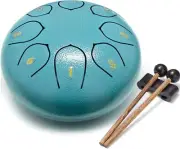 11Notes Steel Tongue Drum 10 Inch Travel Bag and Mallets,Tank Drum Chakra Drum,P