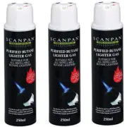 3 x Scanpan Classic Torch Refil Butane Gas Cylinder 250ml