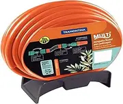 Tramontina 79324151 Super Flex Garden Hose with Quick Connectors, Sprayer and Hose Wall Rack, 15 Meter Length, Orange