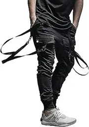 [XYXIONGMAO] Men's Futuristic Clothing Cargo Joggers Baggy Pants Gothic Techwear Streetwear Hip Hop Pants Cargo Pants for Men