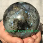 2.06LB Natural labradorite ball quartz crystal sphere 84mm reiki healing XQ1333