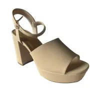 Bamboo Script-10 Womens Open Toe Chunky Heel Slingback Nubuck Platform Sandals