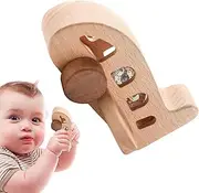 Wooden Plane Model | Fine Motor Skills Rattle Toy,Montessori Beech Wood Plane Built-in Colorful Beads for Listening Training Assistant