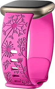 [Ouwegaga] Compatible With Fitbit Sense/Sense 2/Versa 3/4 Bands for Women Men, Soft Silicone Sport Flower Engraved Watch Band for Smartwatch, Multi Colors