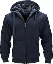 [Butygity] Sherpa Lined Hoodies for Men Heavyweight Full Zip Up Sweatshirt Thick Fleece Jackets Winter Warm Coats