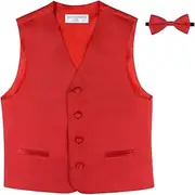 [Vesuvio Napoli] BOY'S Dress Vest & BOW Tie Solid RED Color BowTie Set