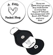 [Delujouberst] Metal Keychain GIFS for Loss of Mom Dad Best Bereavement Gifts for Loss of Father Mother Husband Dad Sympathy Token Gifts Memorial Funeral Remembrance Gifts for Loss of Son Pocket Hug Double-Sided